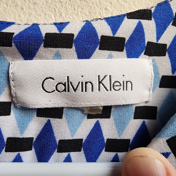 Calvin Klein Geometric Print Sleeveless Blouse Size Small - Picture 7 of 14